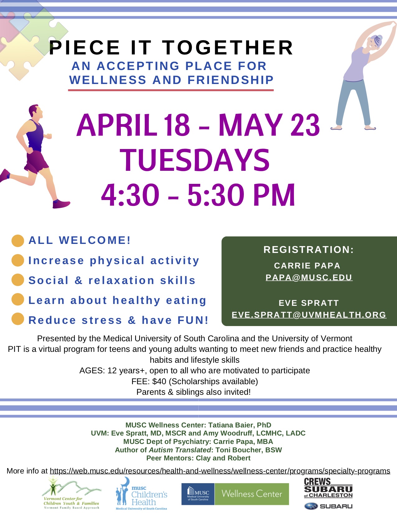 Piece It Together Virtual Wellness Program Begins Tuesday. – Project Rex